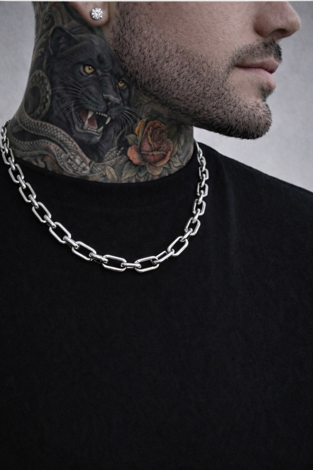Stainless Steel Necklace - Steel Necklace - Paperclip Chain -Chain Necklace -Men's Steel Necklace -Men's Chain Necklace