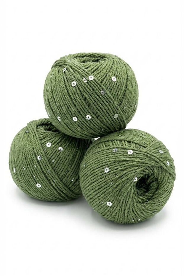 Dior Sequin Fine Knitting Yarn (2 Pieces) – 75% Cotton 25% Pes, 100 g / 310 M, Shawl and Accessory Knitting