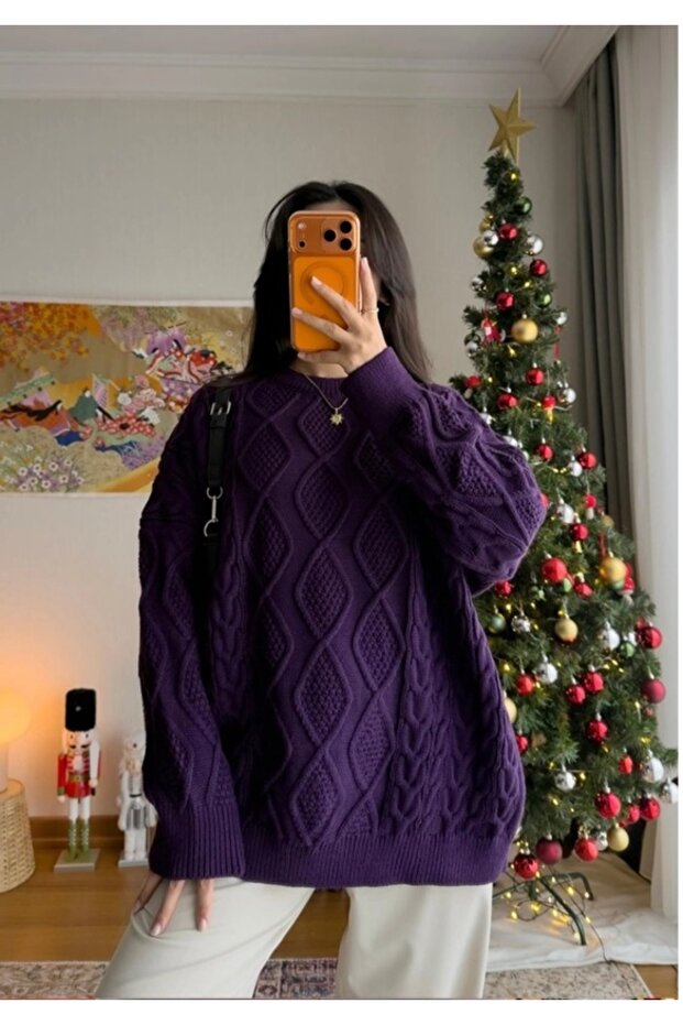 Alisa Patterned Long Knit Sweater