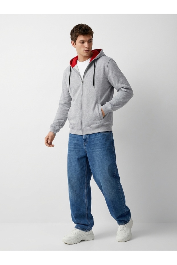 Basic Kapüşonlu Hırka Unisex - 2