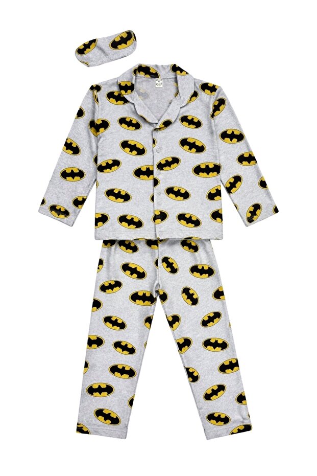 طقم بيجامة للأولاد بأزرار أمامية ونقشة شخصيات - مع شريط للعين - 6