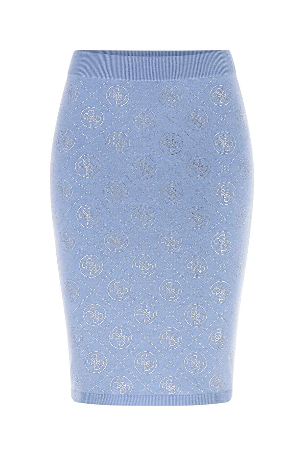Stone Embroidered 4g Knitwear Women's Blue Skirt W6Rd0Oz3Jd2-G7Fi