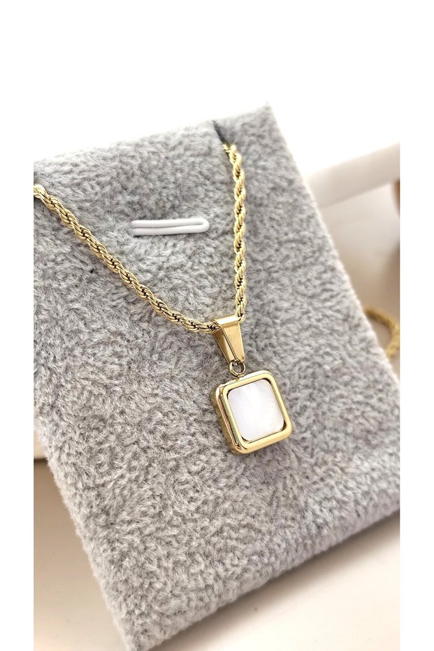 316L Steel Twist Chain Pearlescent Model Gold Steel Necklace Non-Tarnish -45