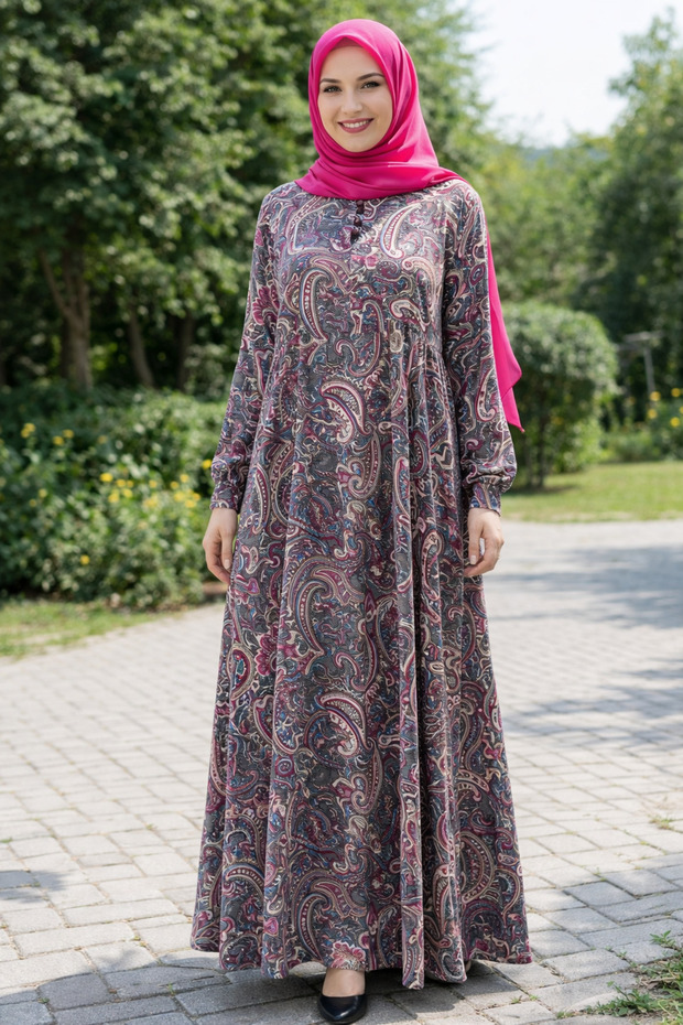 Viskon Tesettür Elbise - 1