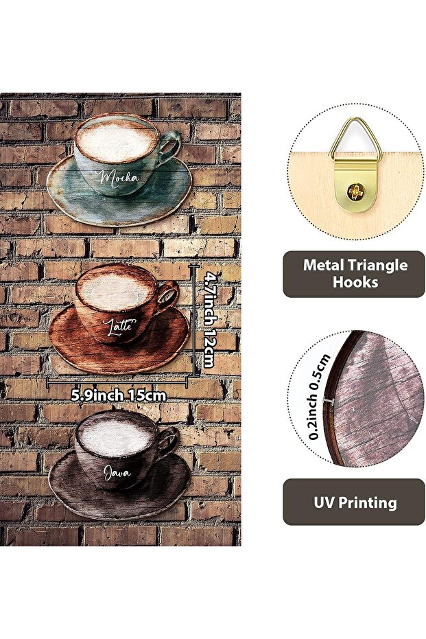 3-Piece Latte Java Mocha Coffee Cup Sign Set - 2