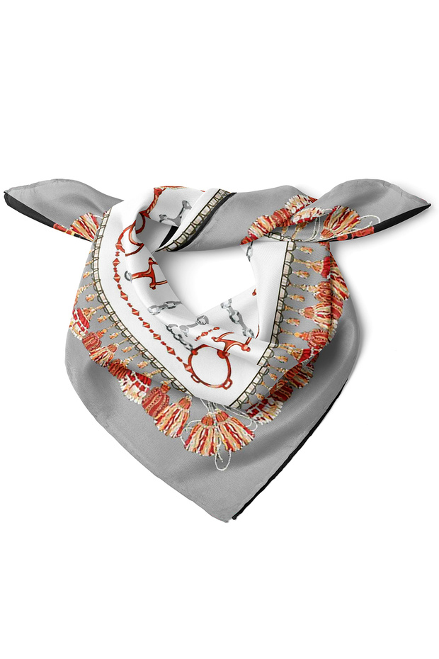 Iconic Chain and Belt Motif Pattern Scarf Bandana 50X50 cm
