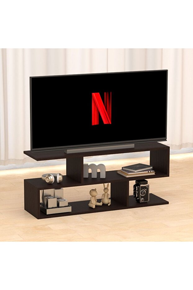 Wenge Modern TV Stand with Coffee Table for Laptop Computer