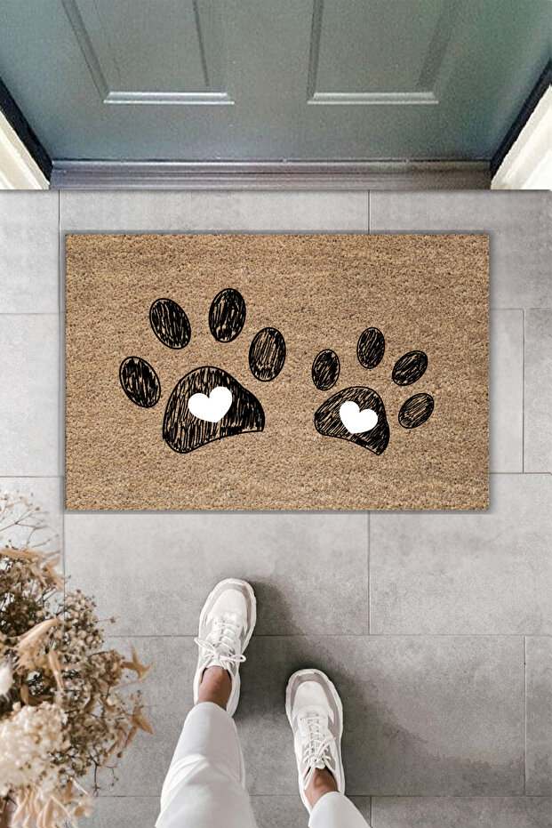 Modern Digital Printing Doormat - Double Big Paw - Front Door Mat 70X45Cm