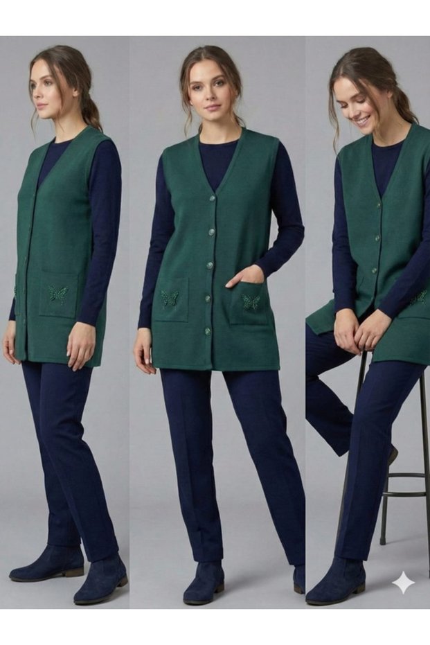 Cebi Butterfly Stone Steel Knit Classic Tricot Vest