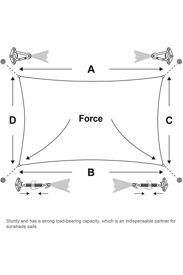 طقم تركيب أشرعة التظليل الشمسية للأشرعة المستطيلة - 8