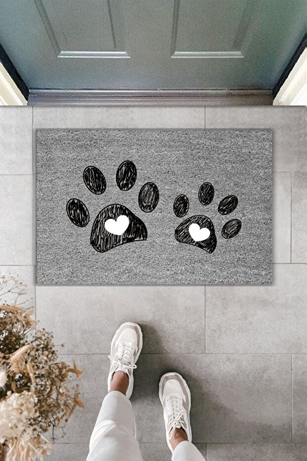 Modern Digital Printing Doormat - Double Big Paw - Front Door Mat 70X45Cm