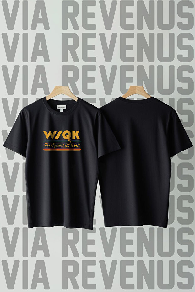 Wsqk 94.5 Fm Printed Crew Neck Wide Fit Unisex Tshirt
