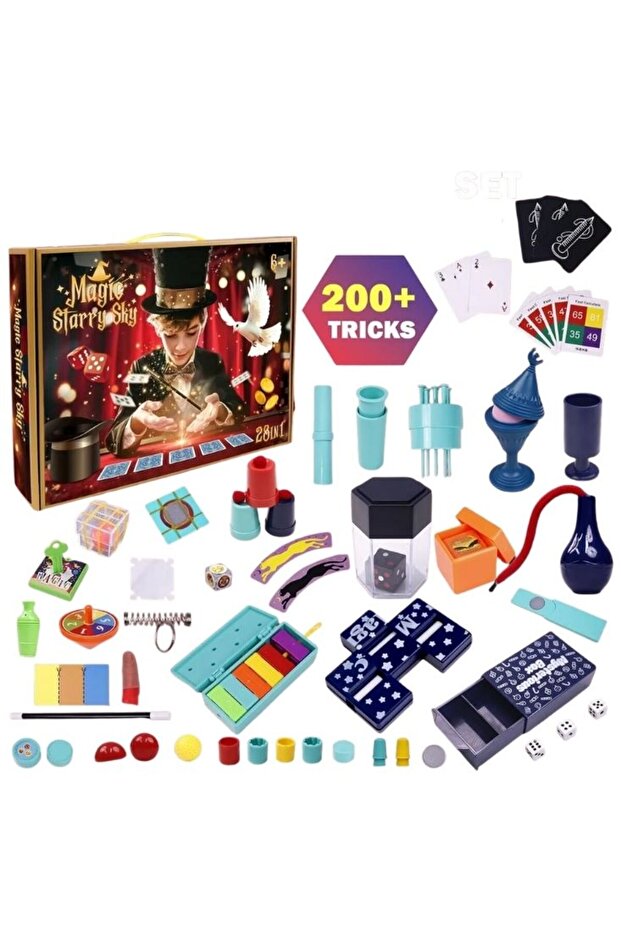Magic Starry Sky 20-in-1 Magic Tricks Set – Professional Illusion Kit with Cards, Coins &