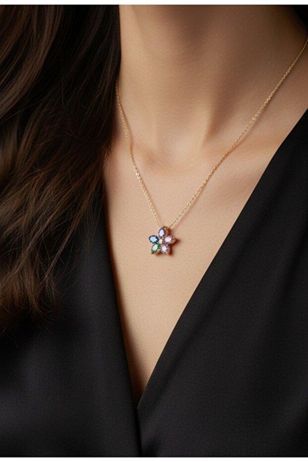 zirkon taşlı kolye - 1