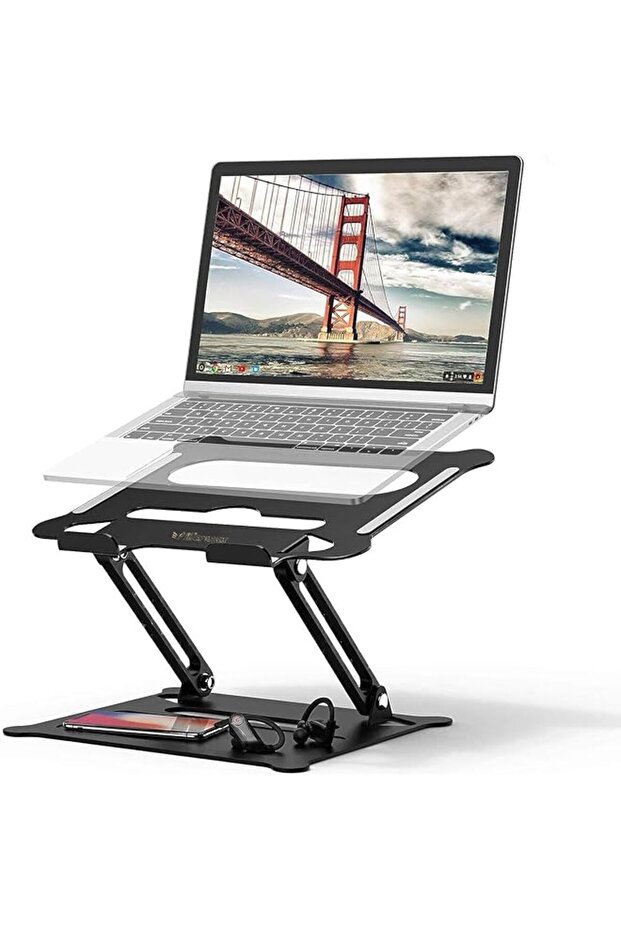 Laptop Stand, Foldable Laptop Holder with Heat-Vent, Ergonomic Portable Aluminum Computer Stand for