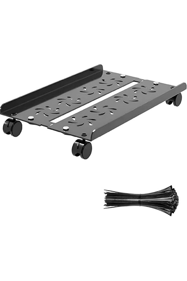 Computer Tower Stand, Adjustable Mobile CPU Stand. Ventilated Holder with 4 Wheels for Most PCs. Und