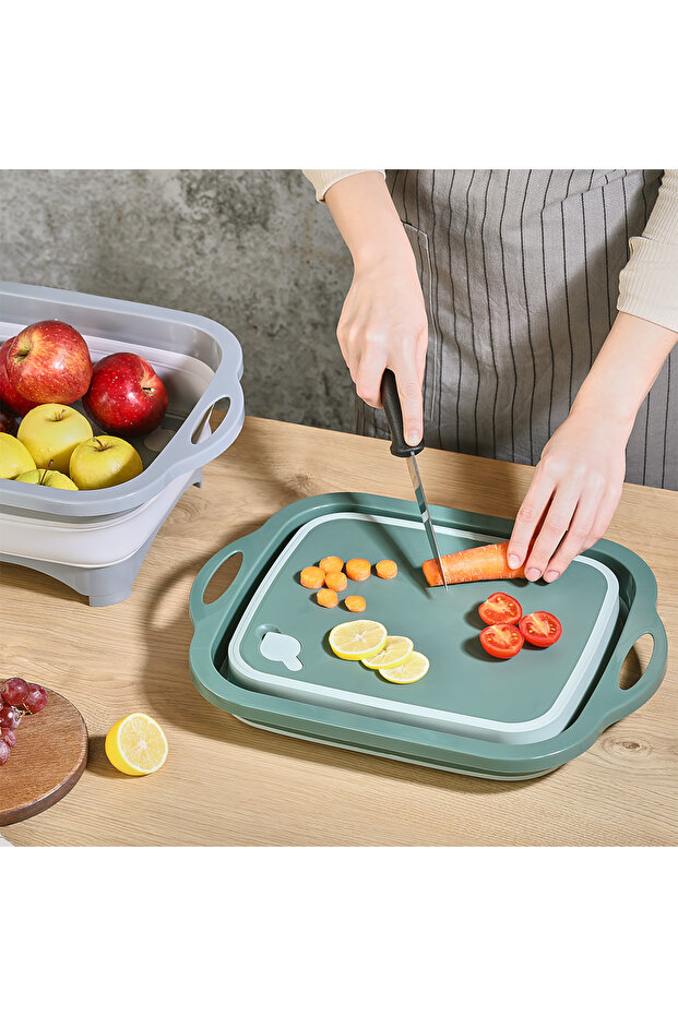 Qlux Folding Basin and Cutting Board Chopping Board Camping Caravan Home Office Bpa Free L-00910