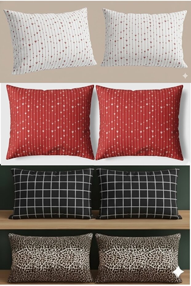 Cotton Pillowcase, 8 Pieces, 4 Patterns