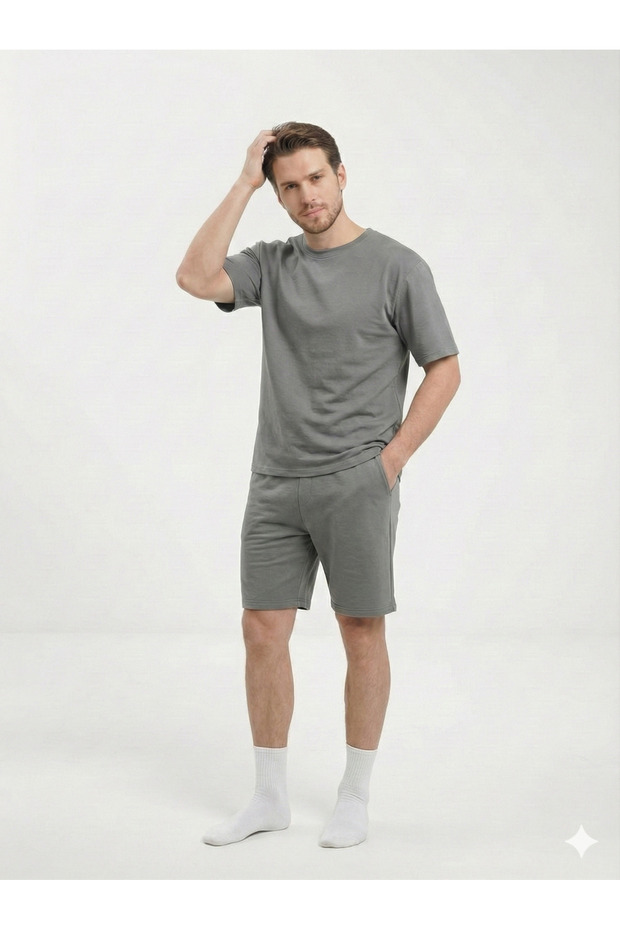 Stretch Fabric Jersey Capri Pocketed Unisex Pajama Set