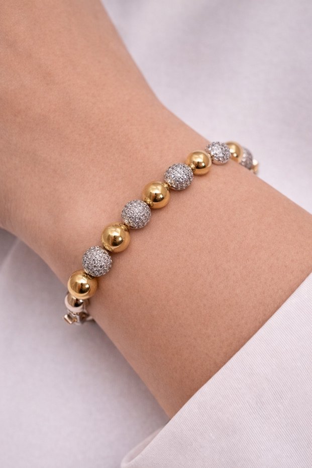 Woman | Gold & Silver Color Stone Vip Bracelet – Non-Tarnish Steel