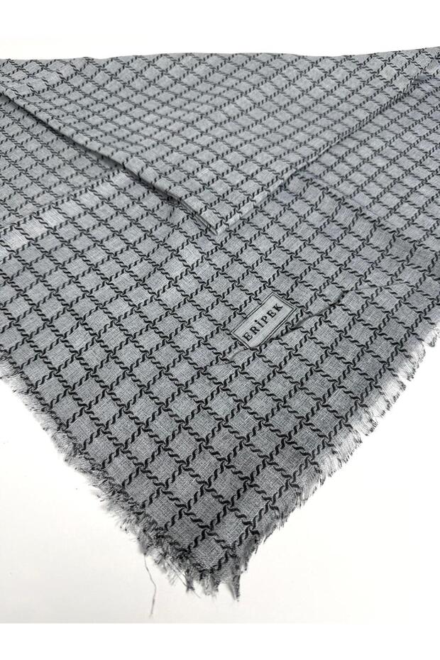 Eșarfă din in cu model - 06112-10 - 1