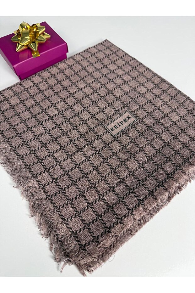 Eșarfă din in cu model - 06112-04 - 2