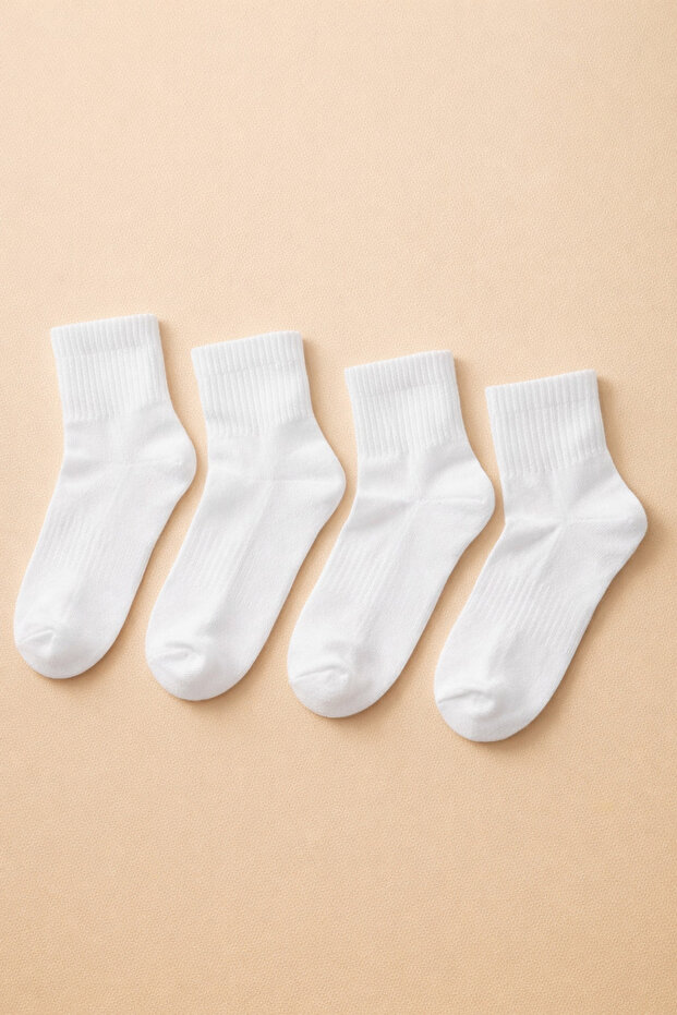 Unisex 4-Pack Step Socks White
