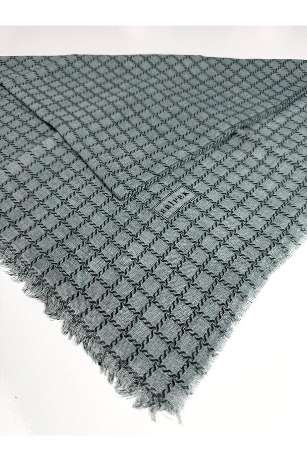 Eșarfă din in cu model - 06112-17 - 1