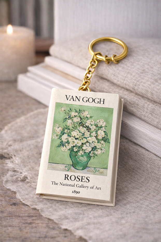 Art Themed Mini Notebook Keychain – Van Gogh (Roses)