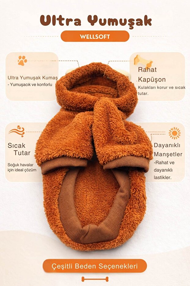 Salya Basic Peluş köpek kıyafetleri, Kahverengi - 3