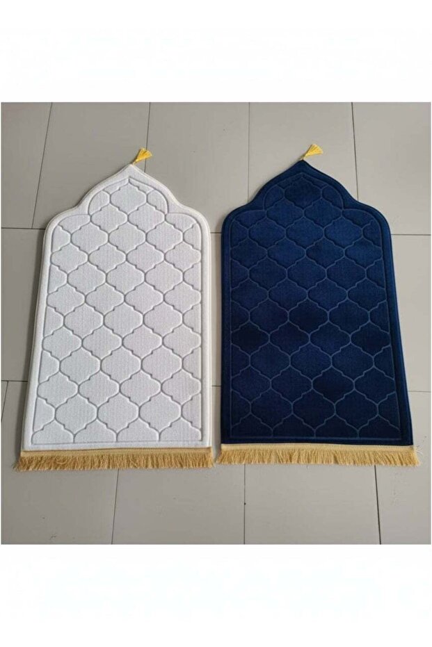 Premium 2-Piece Muslim Prayer Mat Set – Thick Soft Velvet Sejadah with Tassels, Elegant Mosque Des