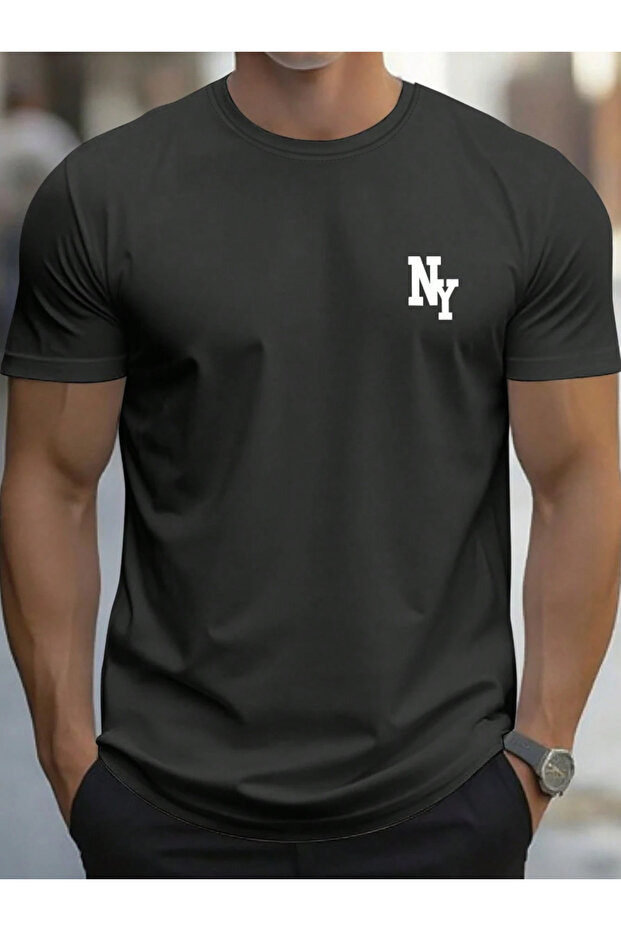 Μπλουζάκι New York Design Basic Crew Neck Regular, 100% Βαμβάκι - 1