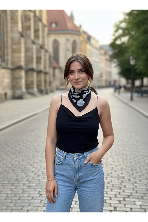 وشاح شيفون منقوش ملون - 1