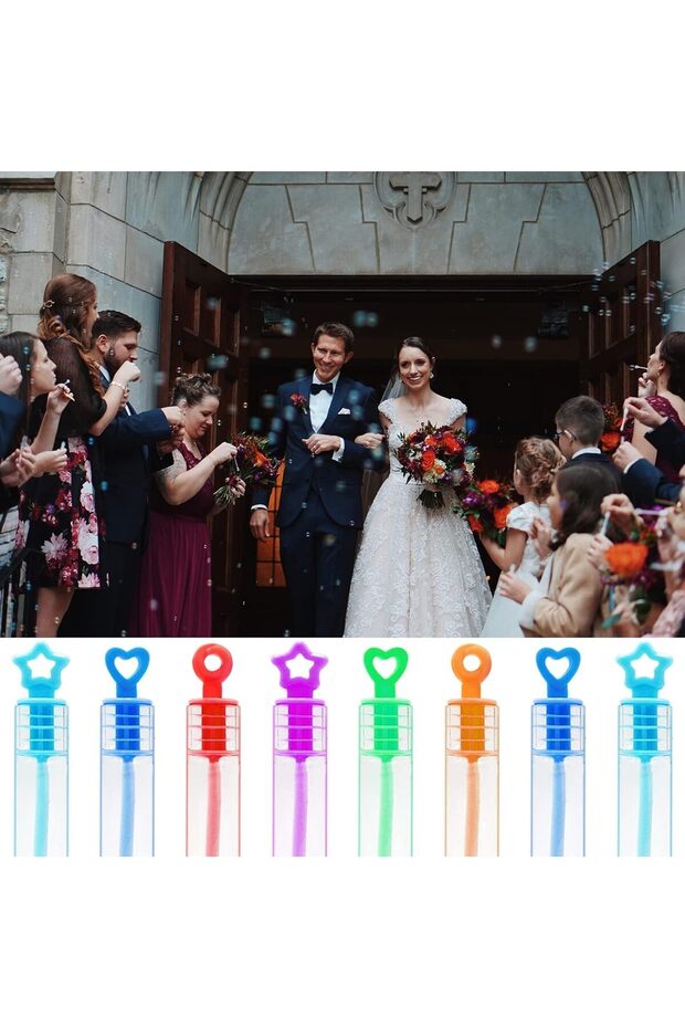 مجموعة أنابيب فقاعات فارغة، زجاجات فقاعات على شكل قلب لحفلات الزفاف - 6