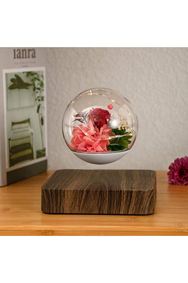 Magnetic Levitating Flower, Forever Flowers Real Eternal Roses, Levitation LED Light Bulb Lamp Float