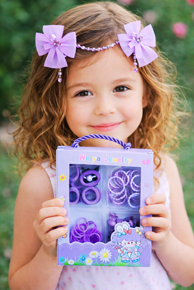 Girl's Gift Boxed Purple Buckle Set
