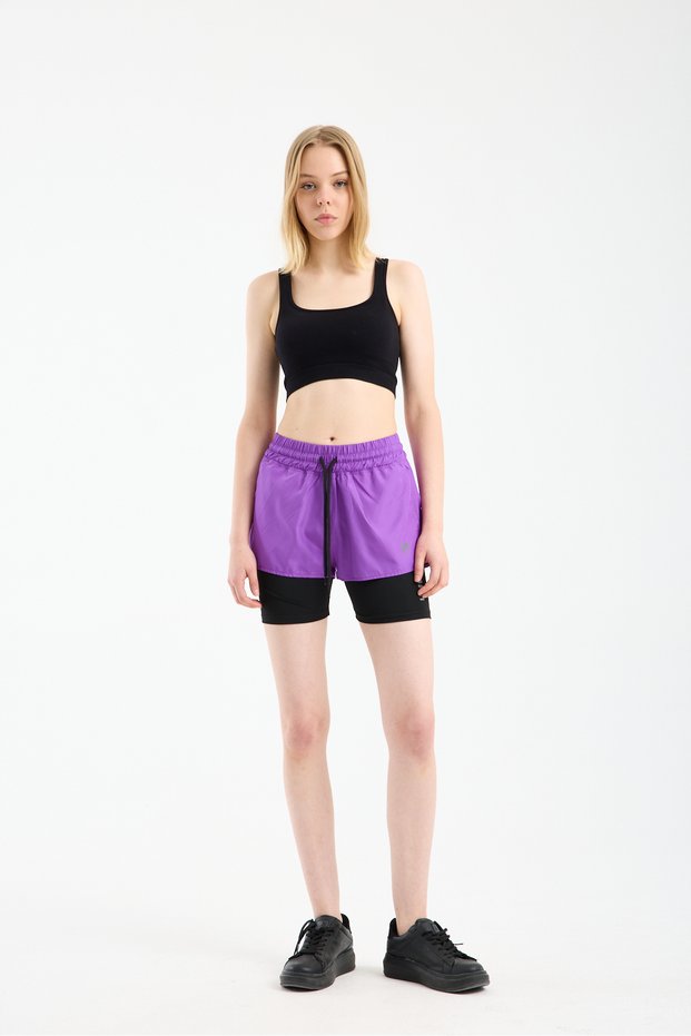 Women's Double Layered Leggings Sports Shorts - Running Pilates Yoga Shorts - Xs-2Xl