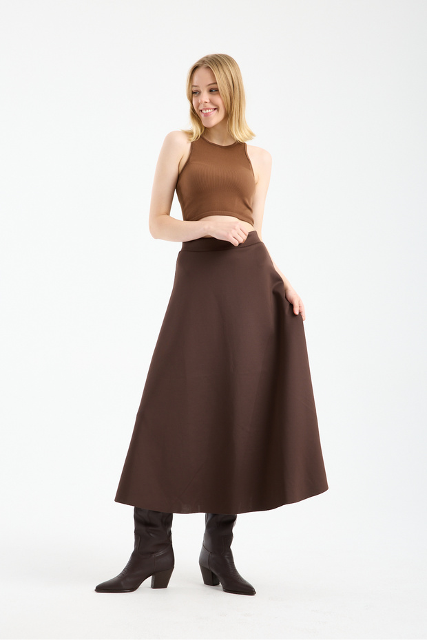 Women's Scuba Diving Fabric Long Bell Skirt - Suitable for Hijab Stretch Fabric Flexible Waist