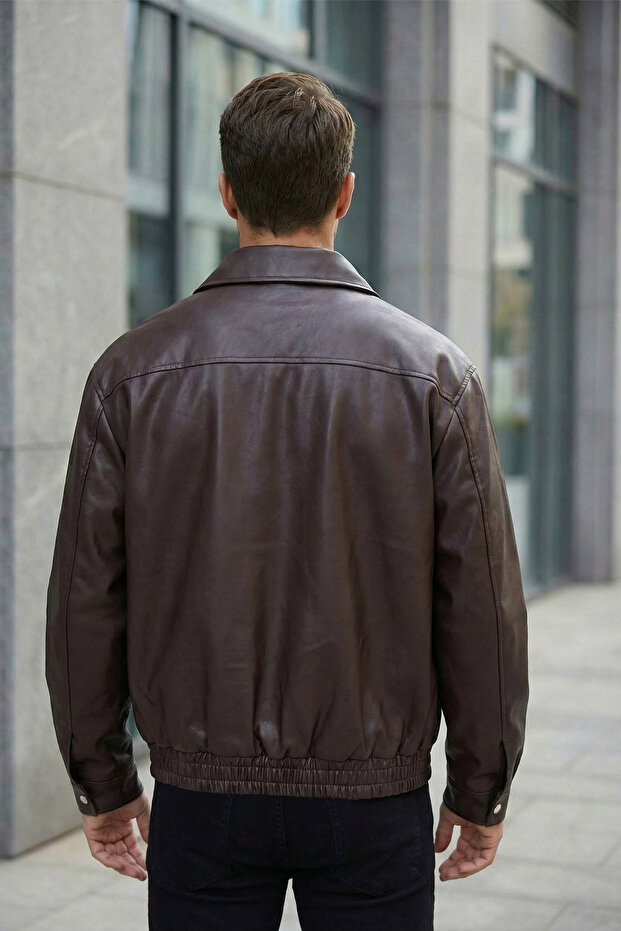 سترة جلدية كبيرة الحجم للرجال - 4
