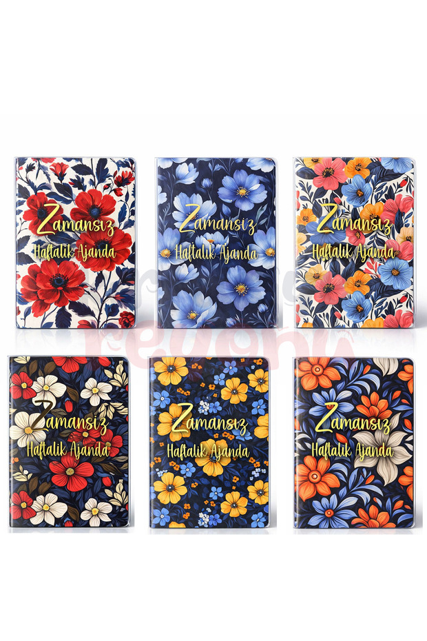 96 Pages Leather Grain Cover Flowers Model 17X24 Timeless Agenda 1 Piece