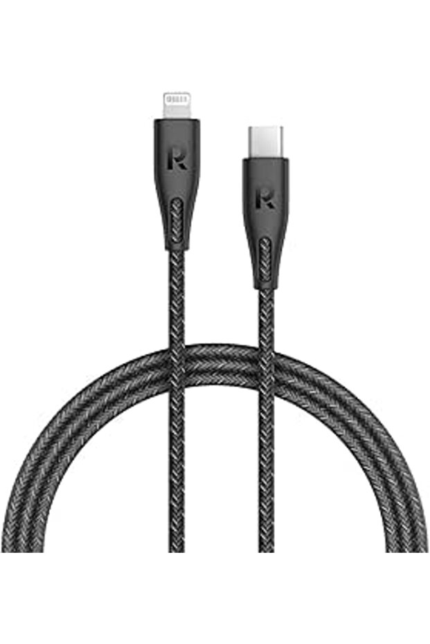 كابل USB من النوع C إلى Lightning بطول 2 متر، أسود، RP-CB1018