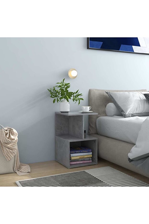 Bedside Cabinet Concrete Grey 35x35x55 cm Engineered Wood