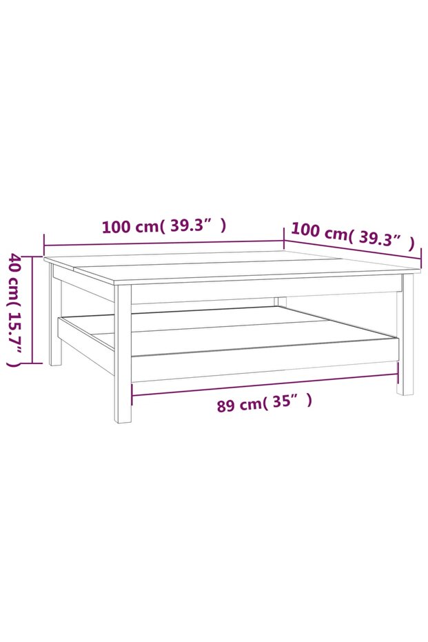 Coffee Table 100x100x40 cm Solid Wood Pine - 6