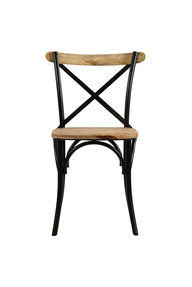Cross Chairs 2 pcs Black Solid Mango Wood - 4