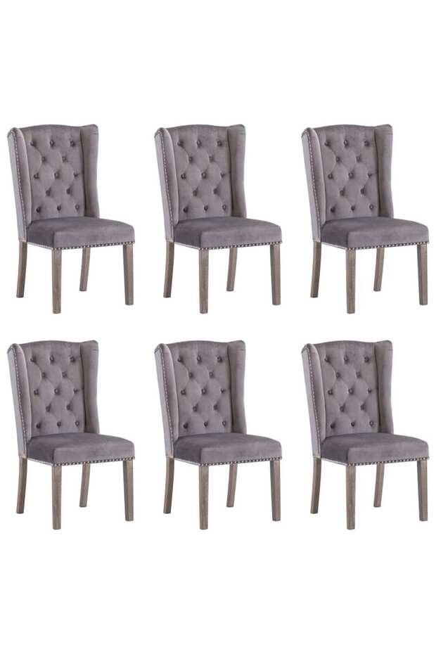 Dining Chairs 6 pcs Grey Velvet