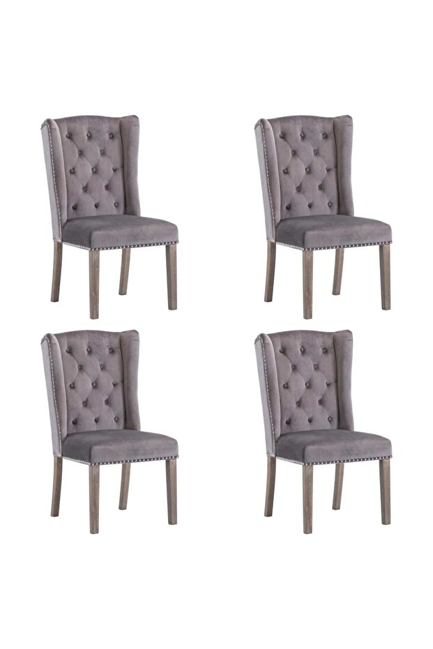 Dining Chairs 4 pcs Grey Velvet