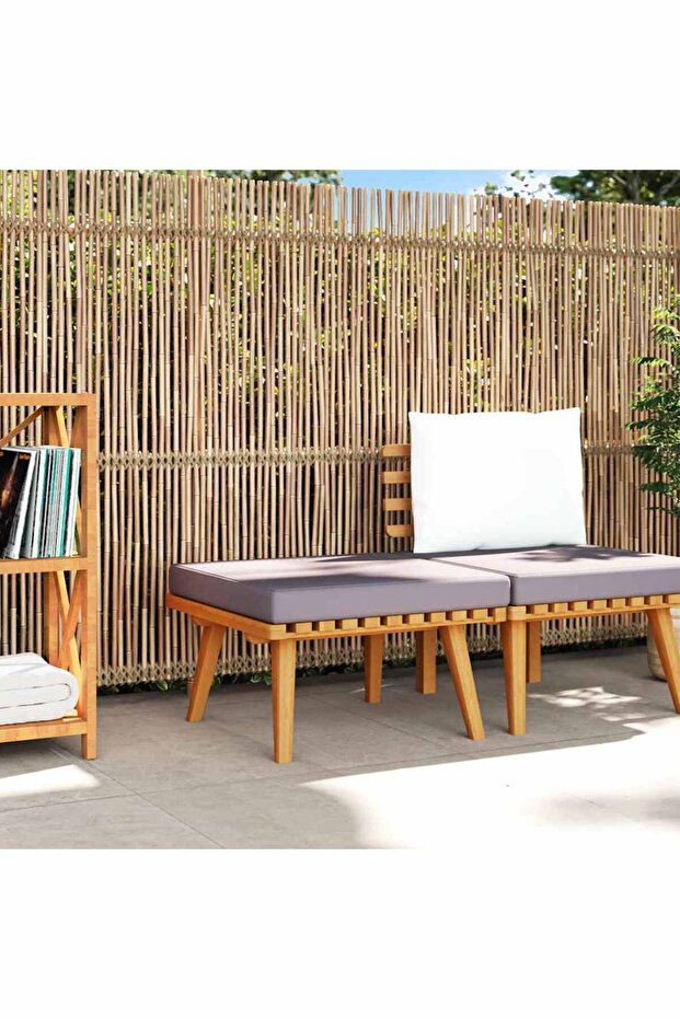 Garden Footstool with Cushion 60x60x29 cm Solid Acacia Wood