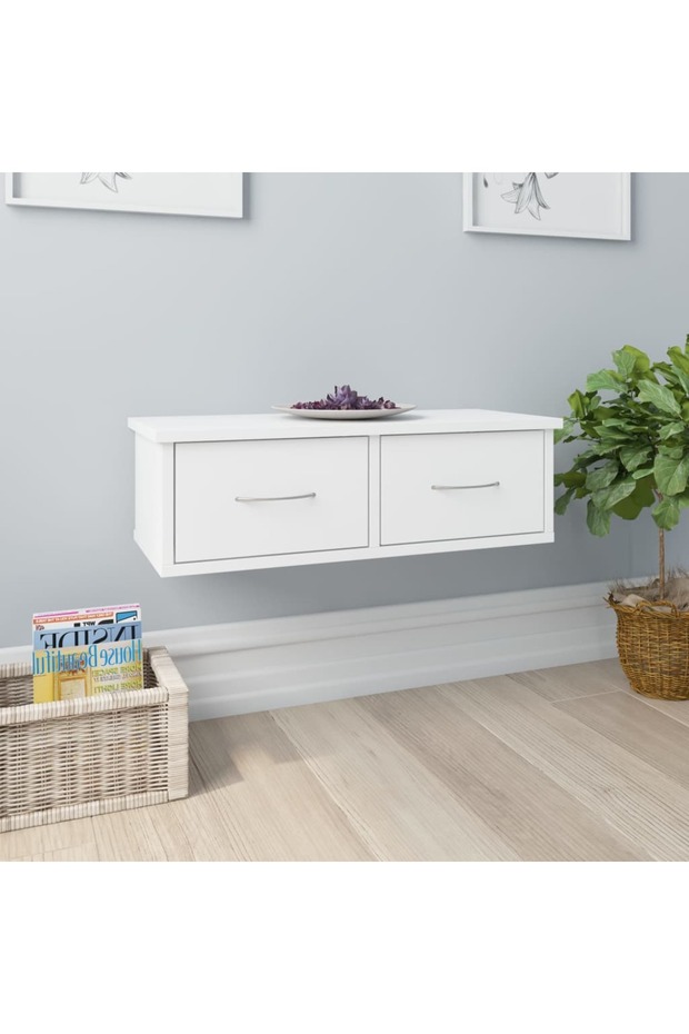 Wall-mounted Drawer Shelf White 60x26x18.5 cm Engineered Wood