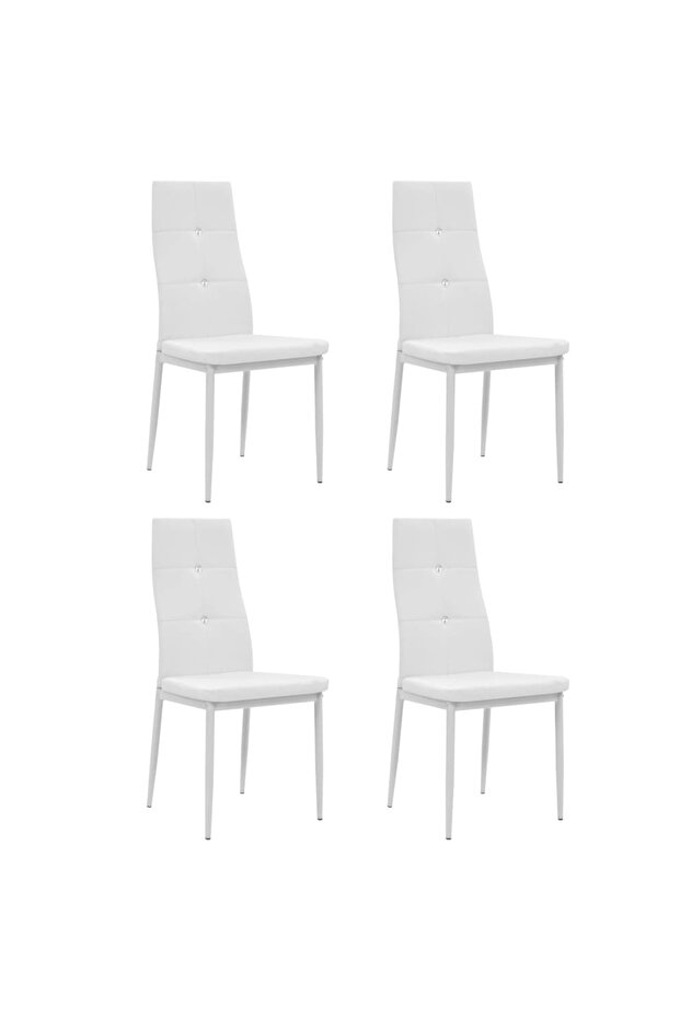 Dining Chairs 4 pcs White Faux Leather