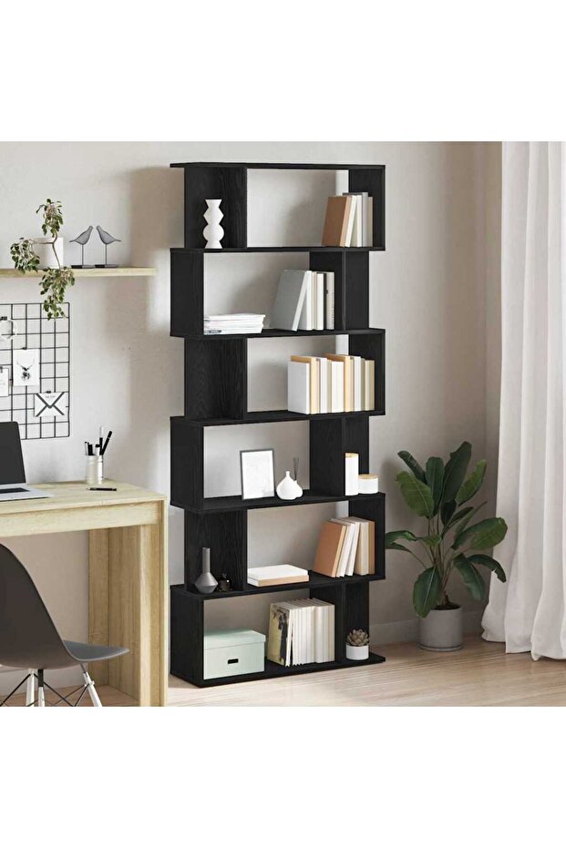 Bookcase Black Oak 80x24x190.5 cm Engineered Wood
